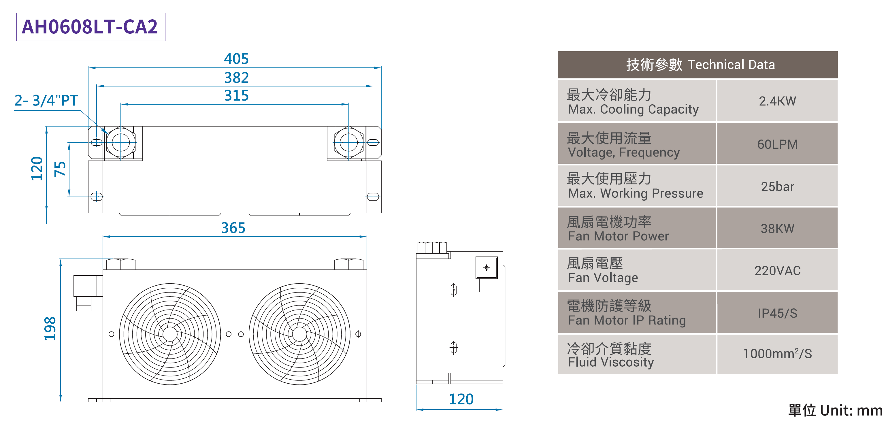  CMLMedium & high-pressure air-cooled coolers,Measurement,dimensionAH0608T-CA2