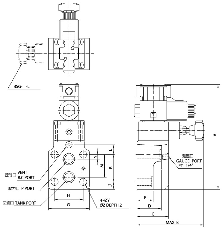 电磁控制溢流阀BSG-03.06.10(传统阀) 尺寸图