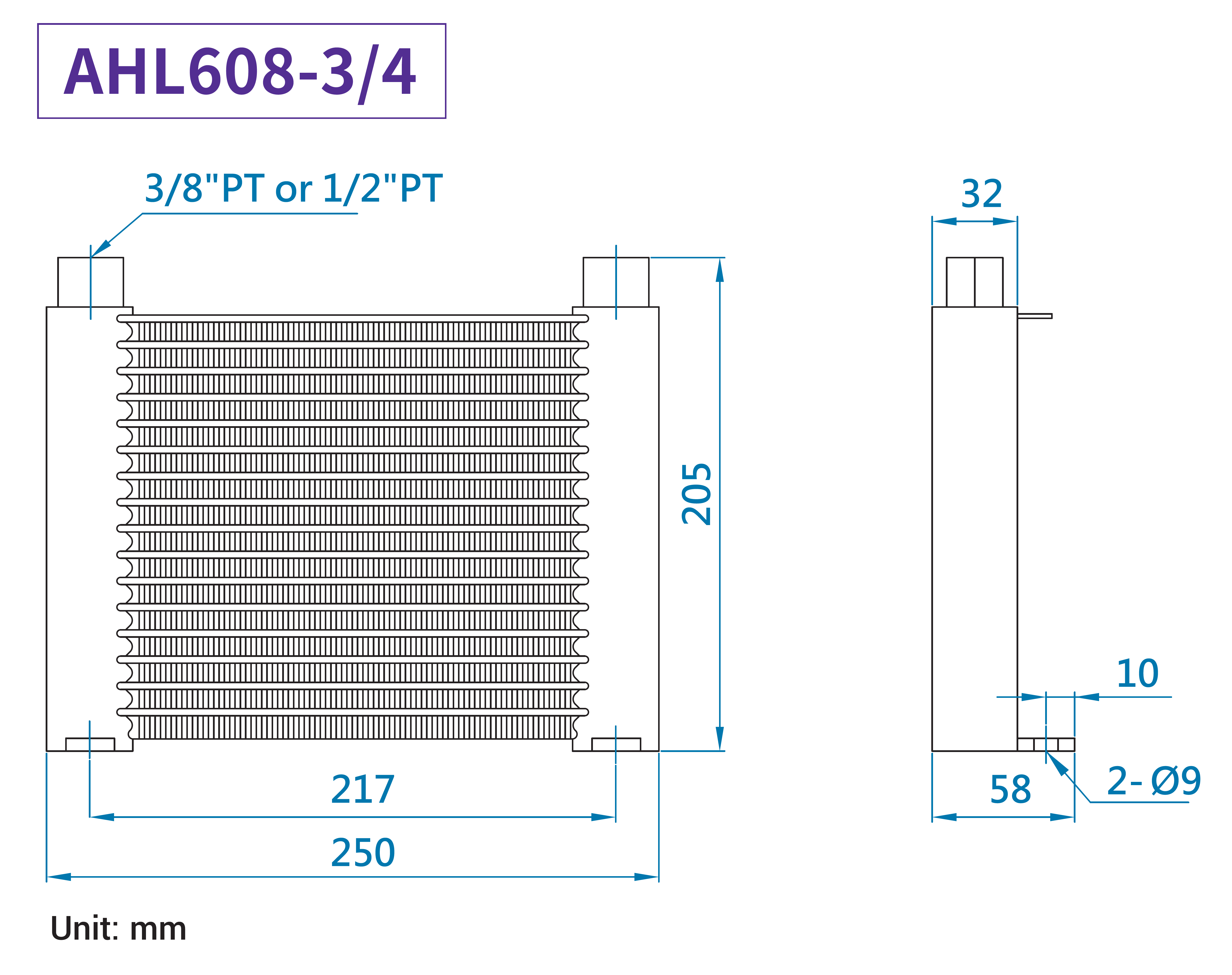  CMLLow Pressure type Air-cooled Radiator,Measurement,dimension