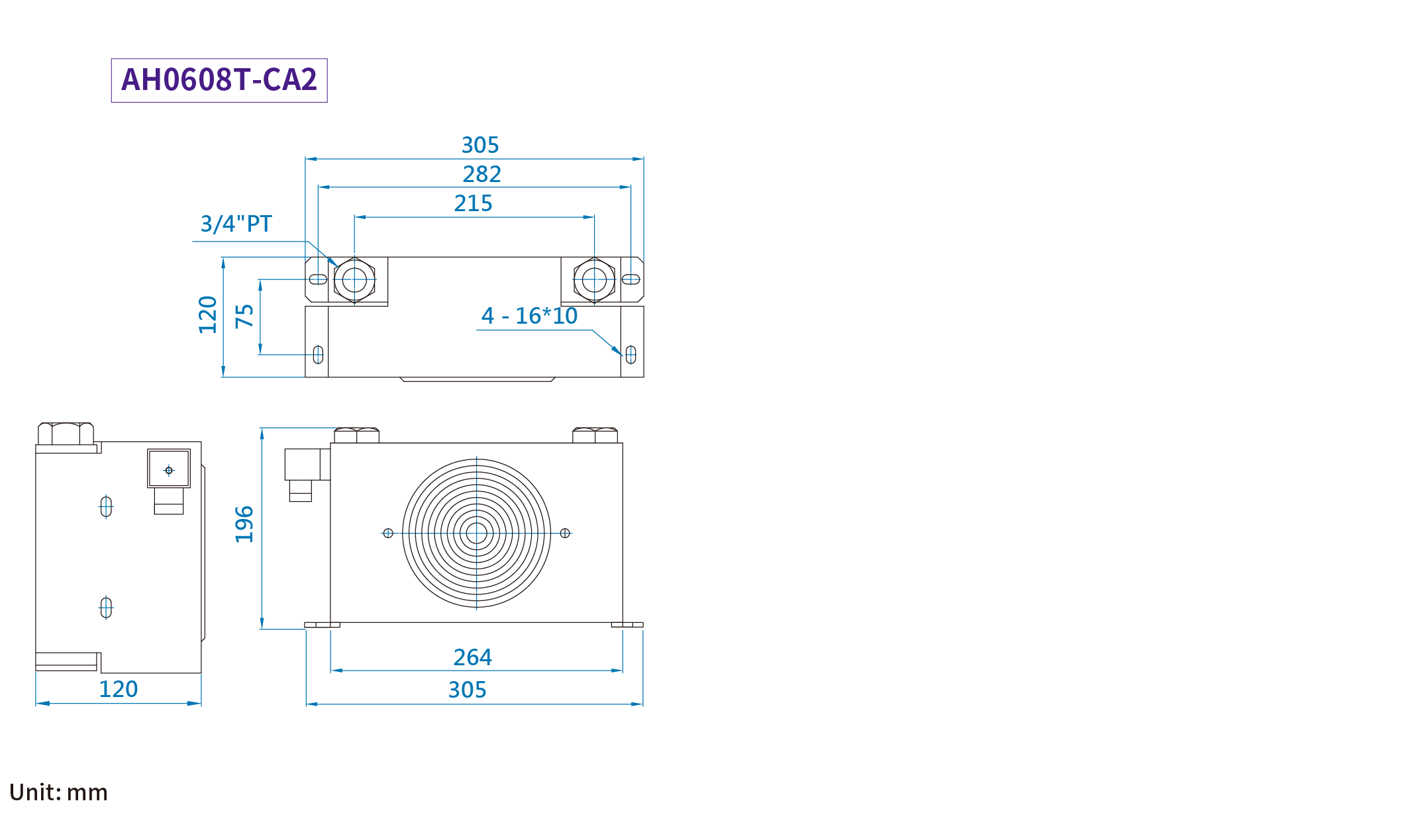 CMLMedium &amp; high-pressure air-cooled coolers,การวัดขนาด,ขนาดAH0608T-CA2