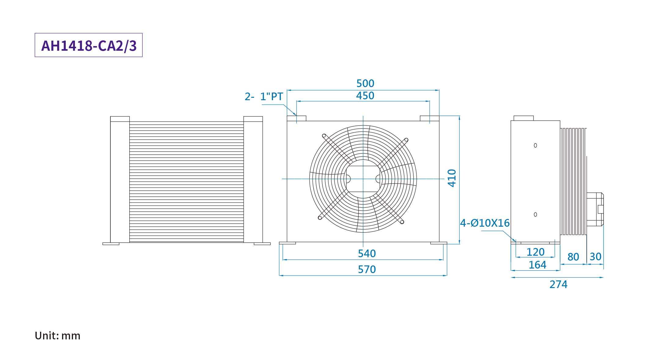 CMLMedium &amp; high-pressure air-cooled coolers, Misurazione, dimensione AH1215-CA2