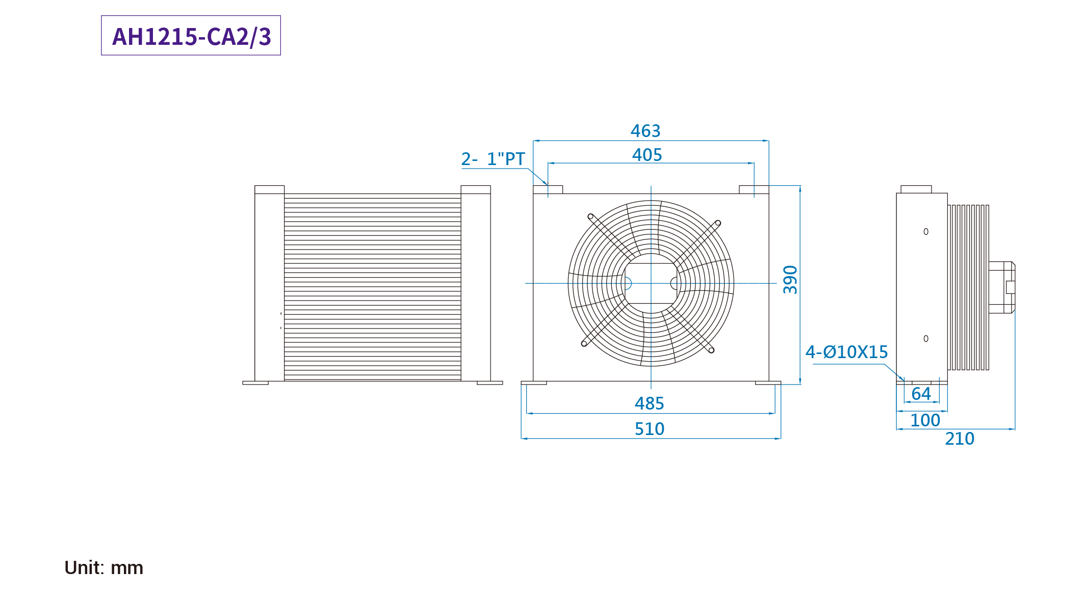 CMLMedium &amp; summus pressura aer refrigeratus coolers, mensurae, dimensio AH1418-CA2