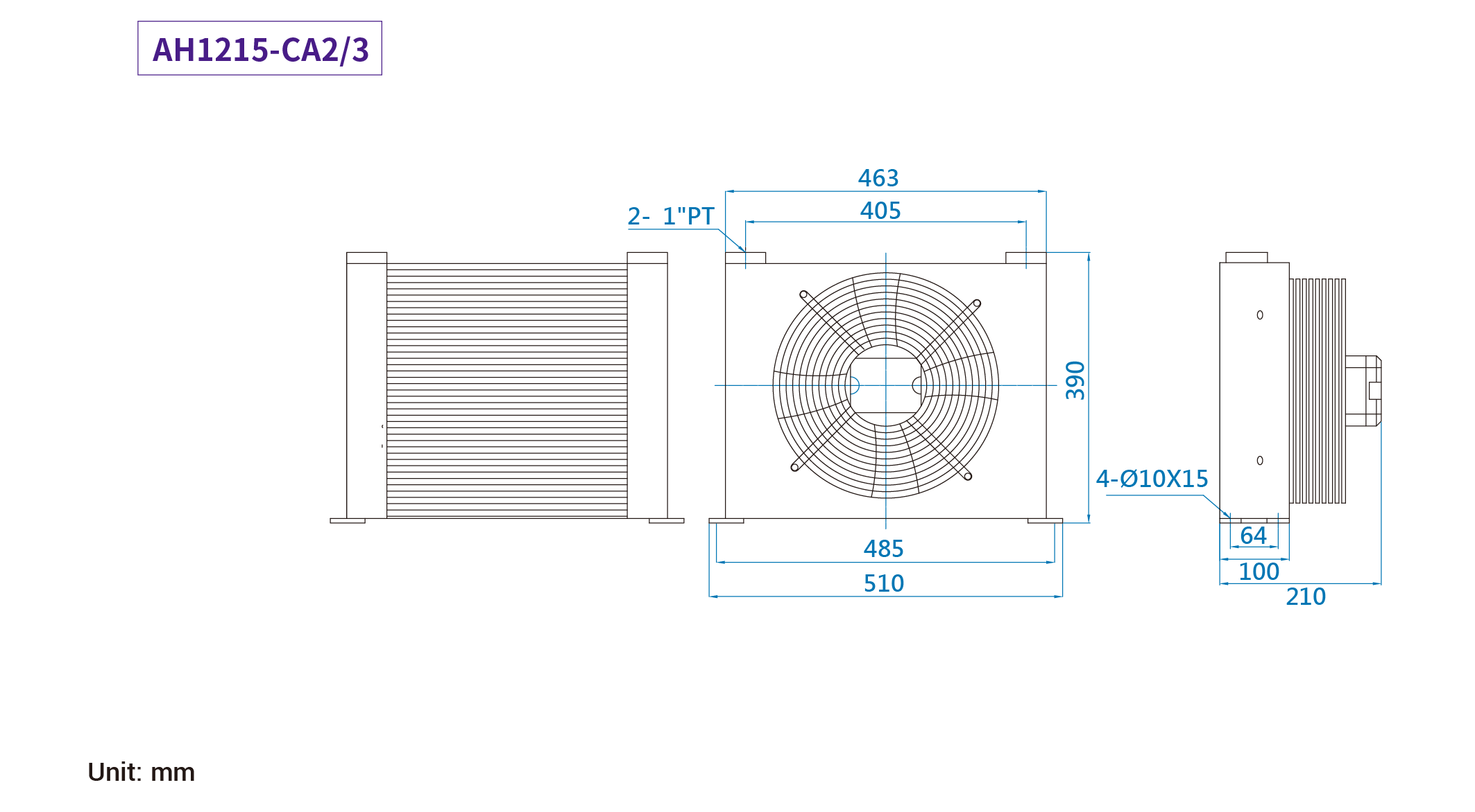 CMLMedium &amp; high-pressure air-cooled coolers, Misurazione, dimensione AH1418-CA2