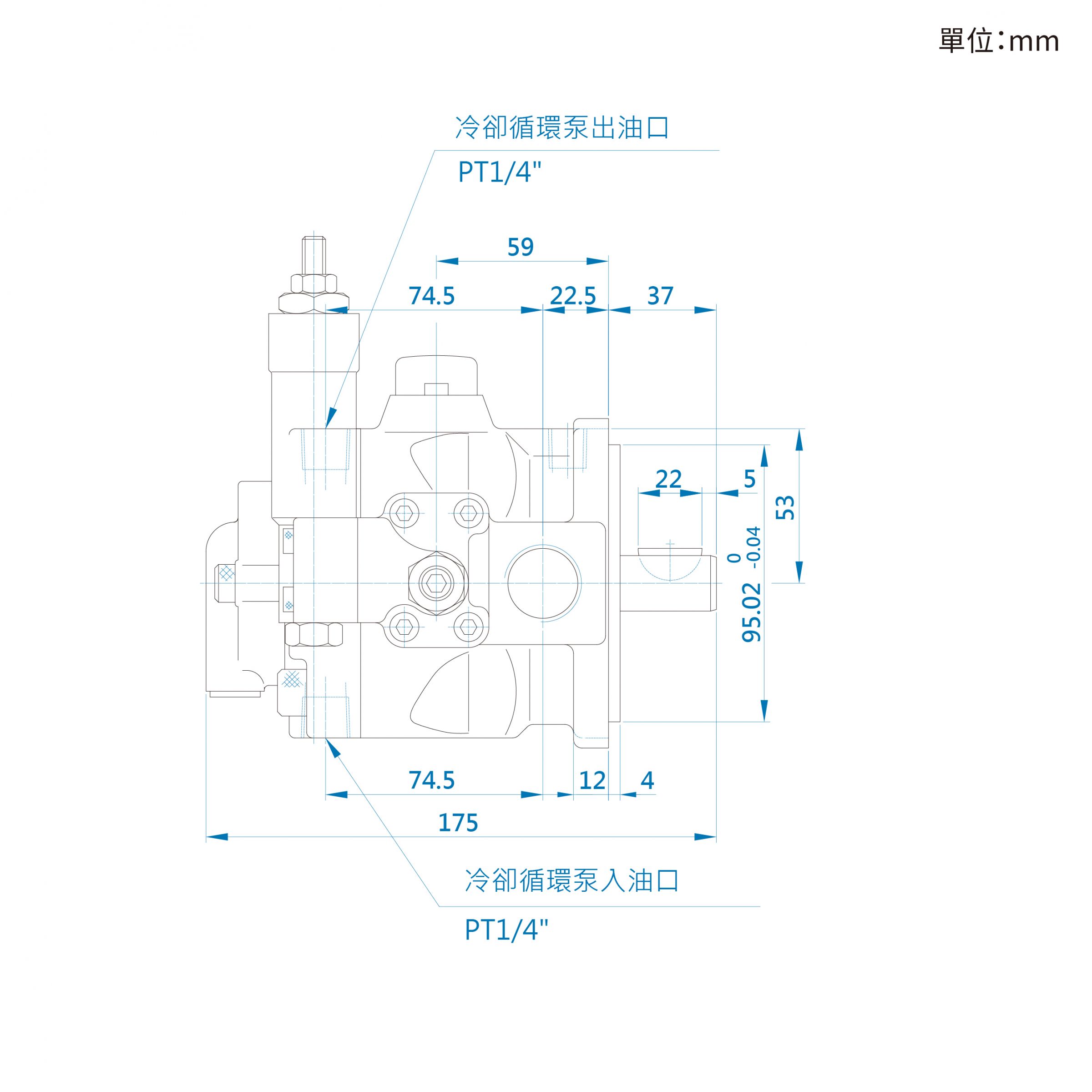 CML變量葉片泵附冷卻循環泵SM CG尺寸圖，高效率有效穩定油溫葉片幫浦。
