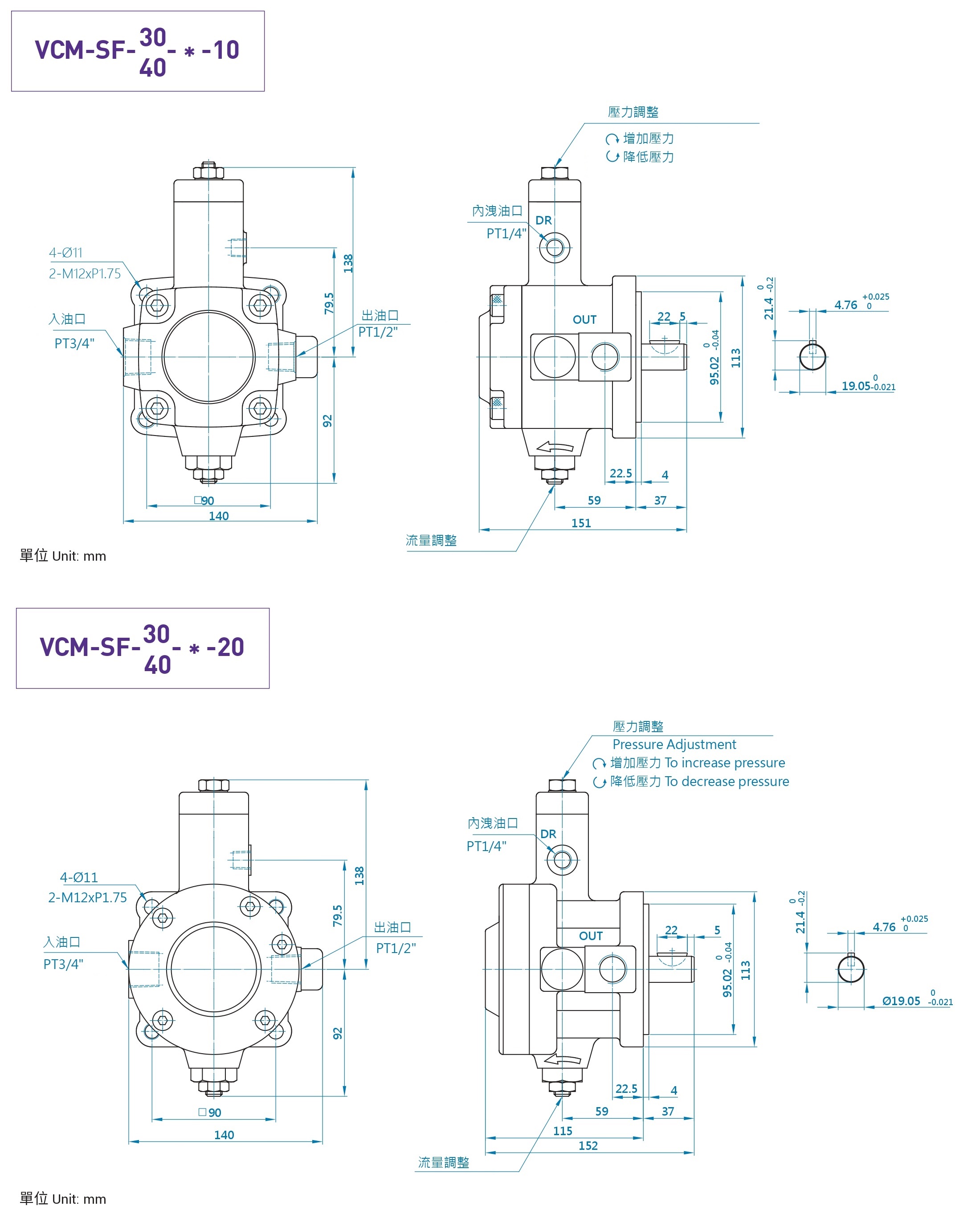 CML低压变量叶片泵SF 30 40尺寸图