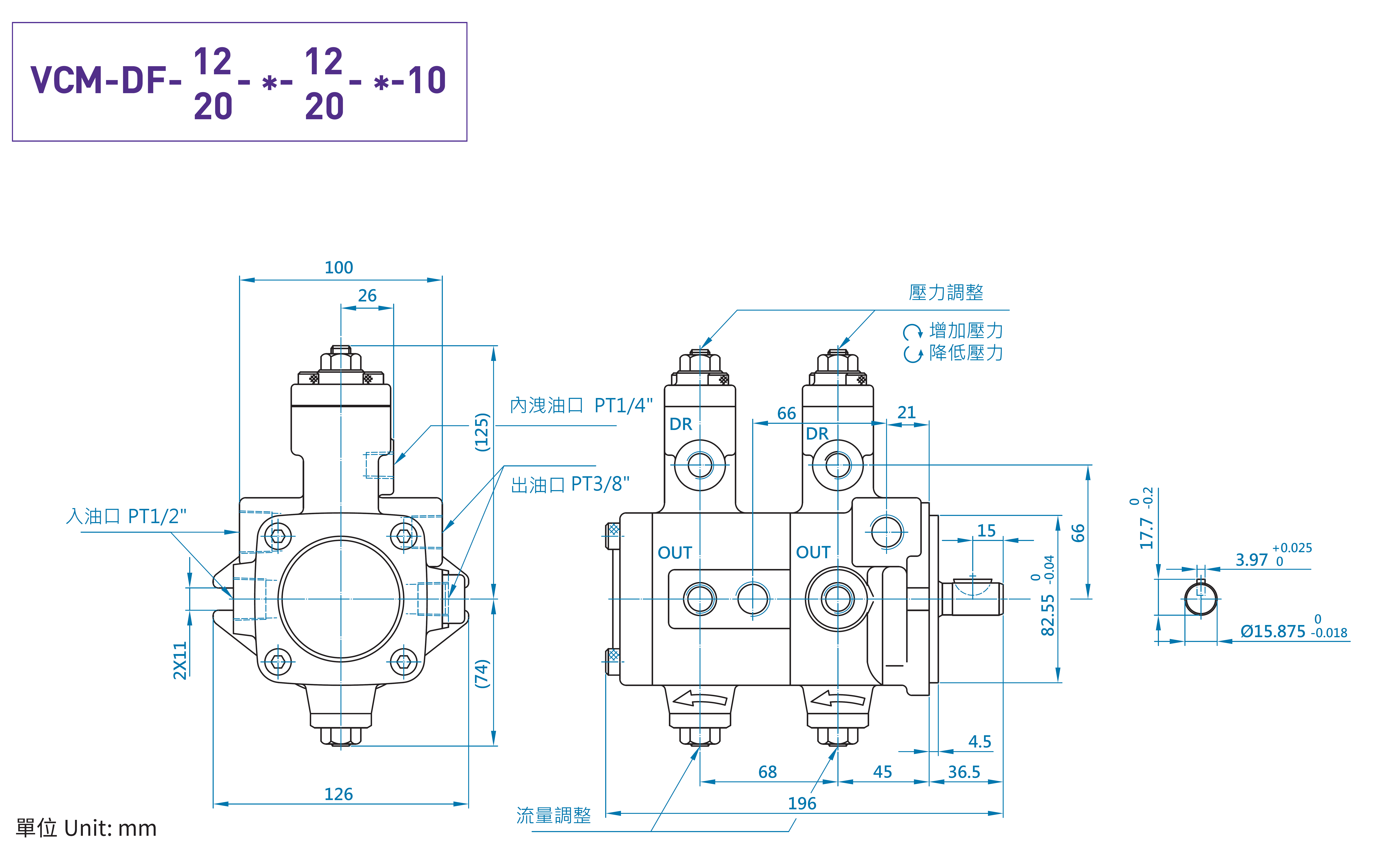 CML双联低压变量叶片泵DF 尺寸图