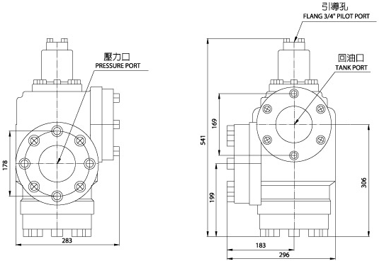 วาล์ว Prefill CPDF-32-90°-L(วาล์วแบบดั้งเดิม) แผนภาพขนาด