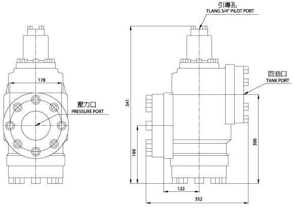 滿油閥CPDF-32-180°(傳統閥)  尺寸圖