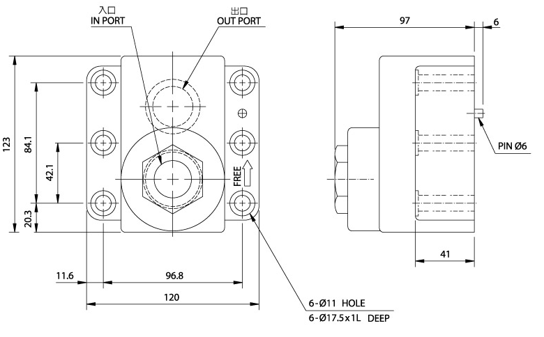 Válvula de retenção CRG-10-※-20 (Válvula convencional) Diagrama de dimensões