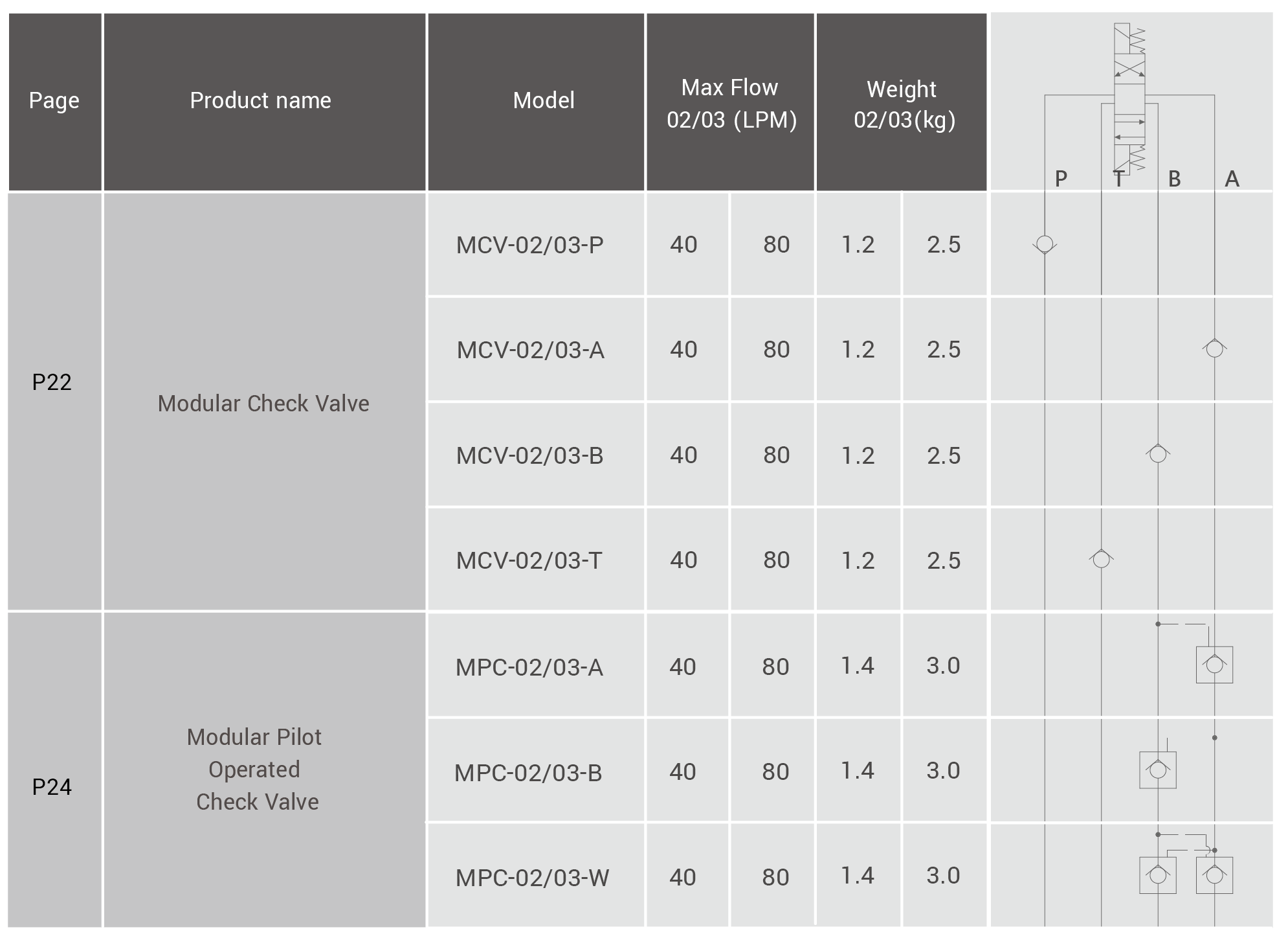 แผนผังวงจรวาล์วโมดูลาร์ CML ของชุดวาล์วตรวจสอบ