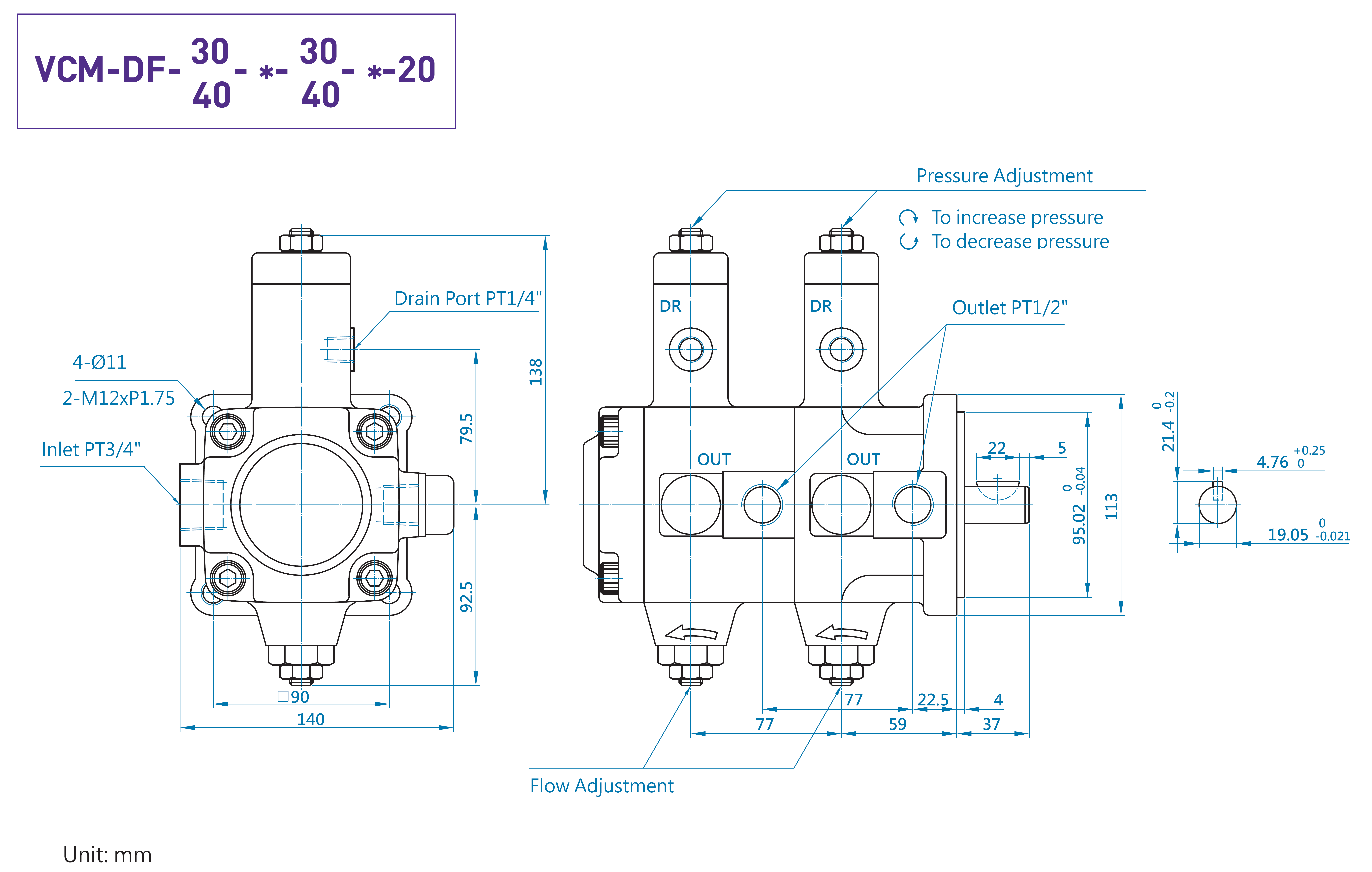 CML Doppia pompa a palette a bassa pressione DF Misurazione, Dimensione, Diagramma