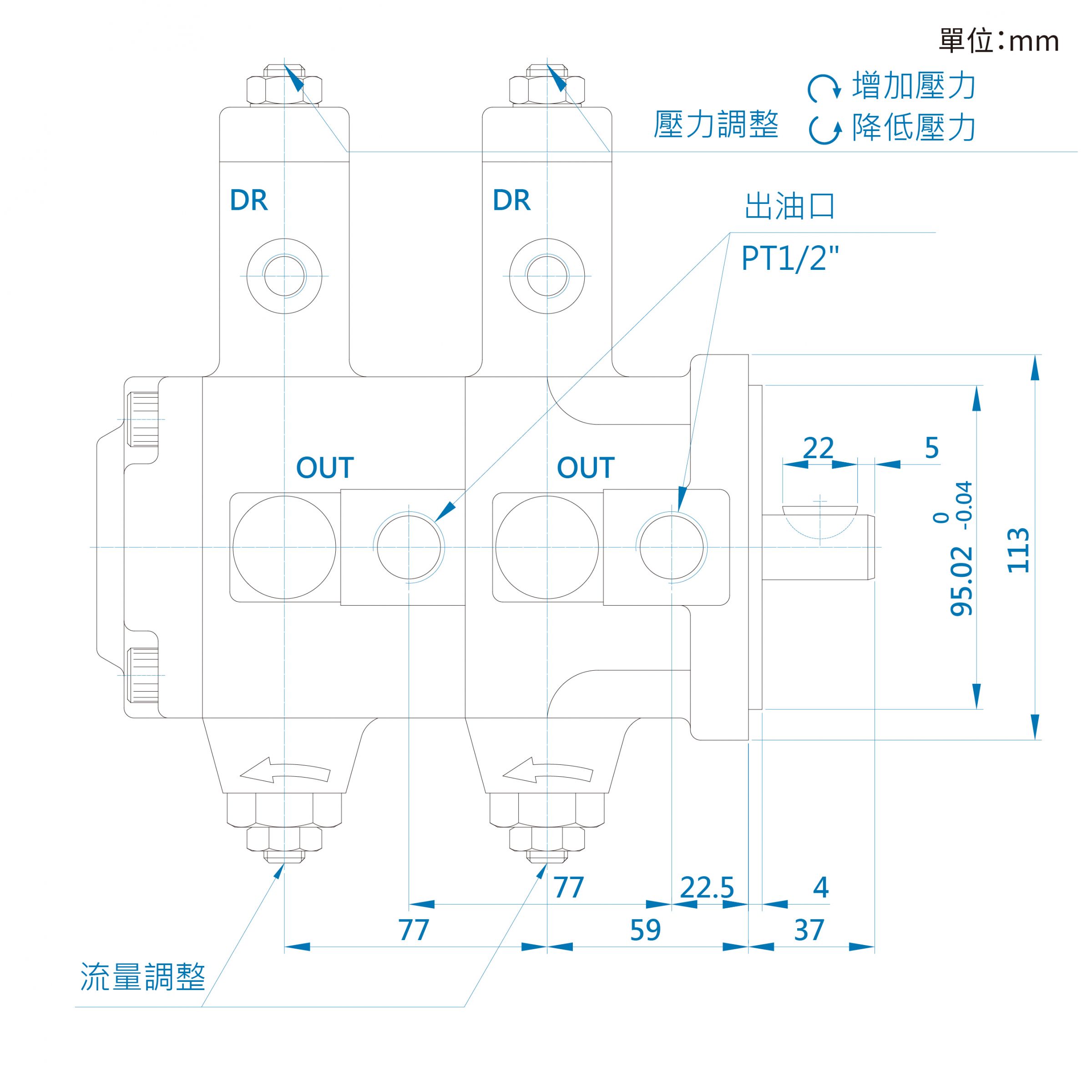 CML双联低压变量叶片泵DF 尺寸图