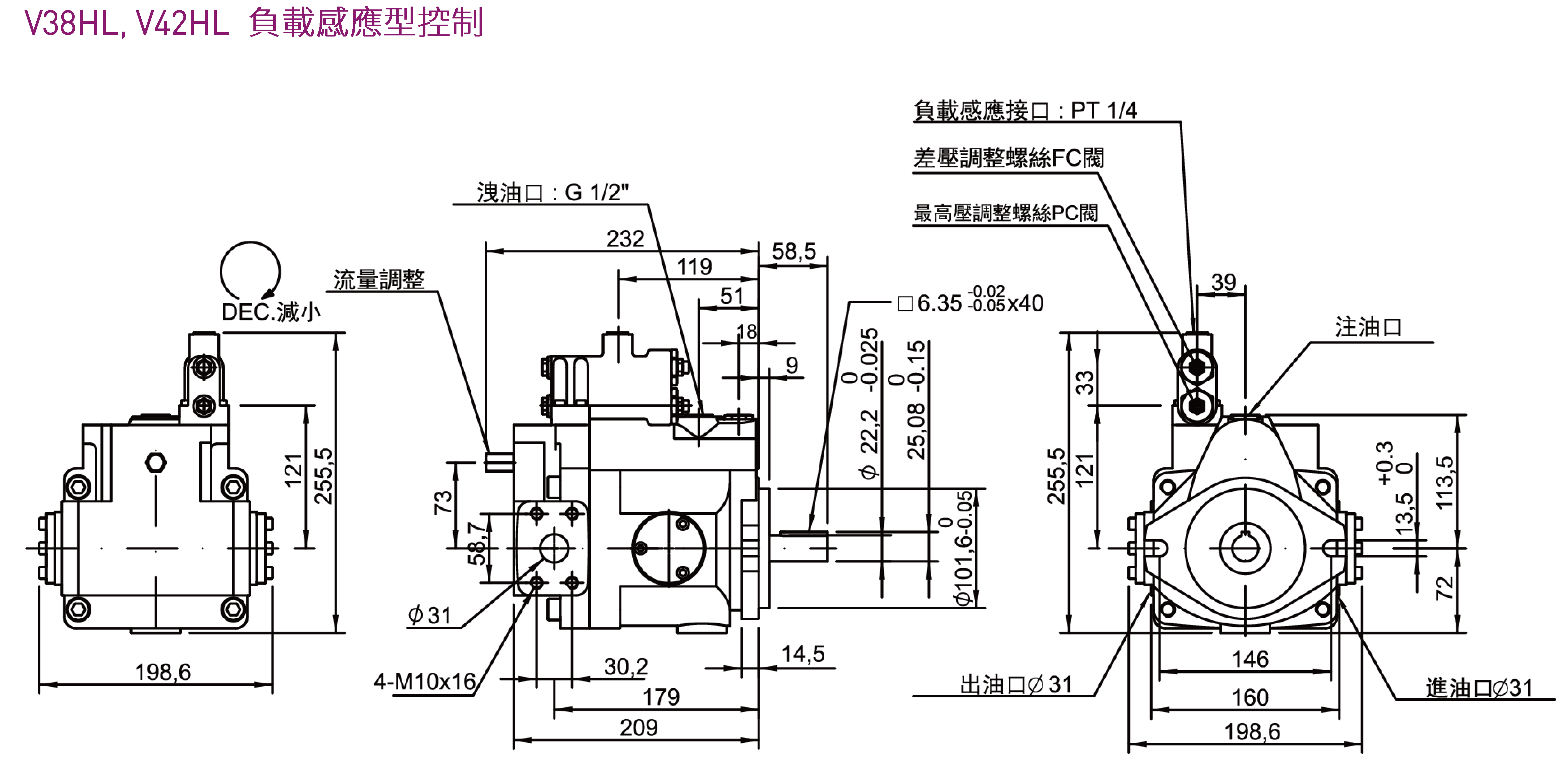 CML V系列轴向柱塞泵外型尺寸,产品图面