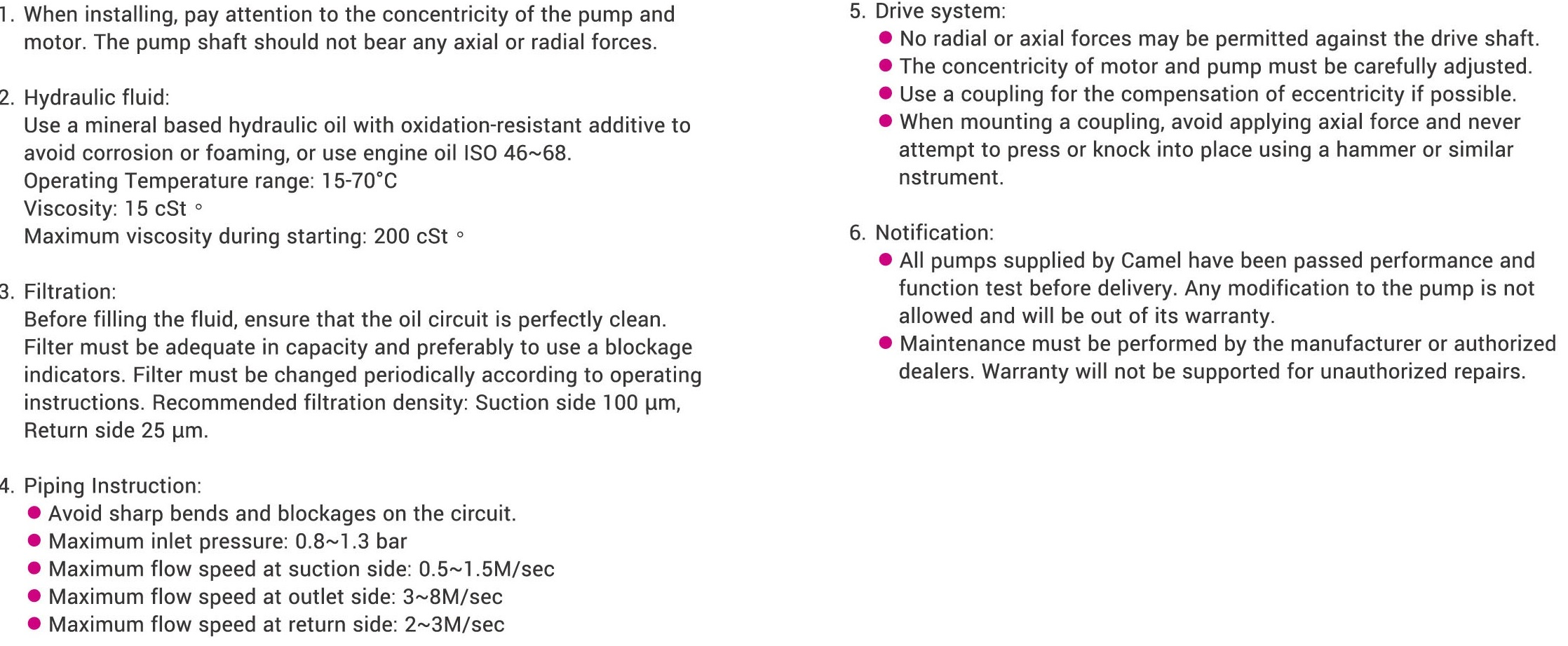 CML A Series Compact Low noise External Gear Pump Instruction