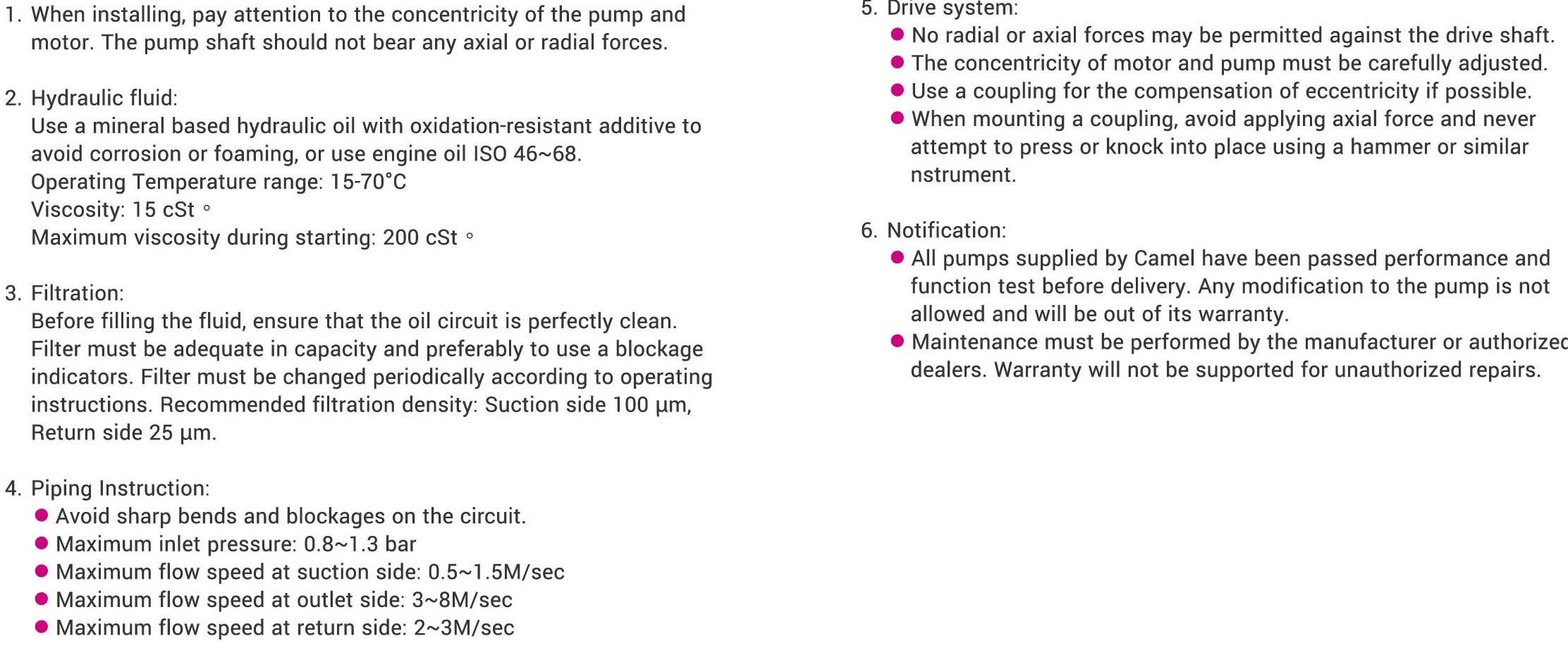 CML B Series Low noise External Gear Pump Instruction