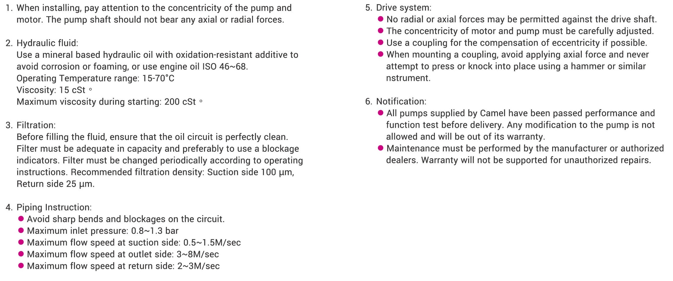 CML C Series Low Pulsation External Gear Pump EGC Instruction