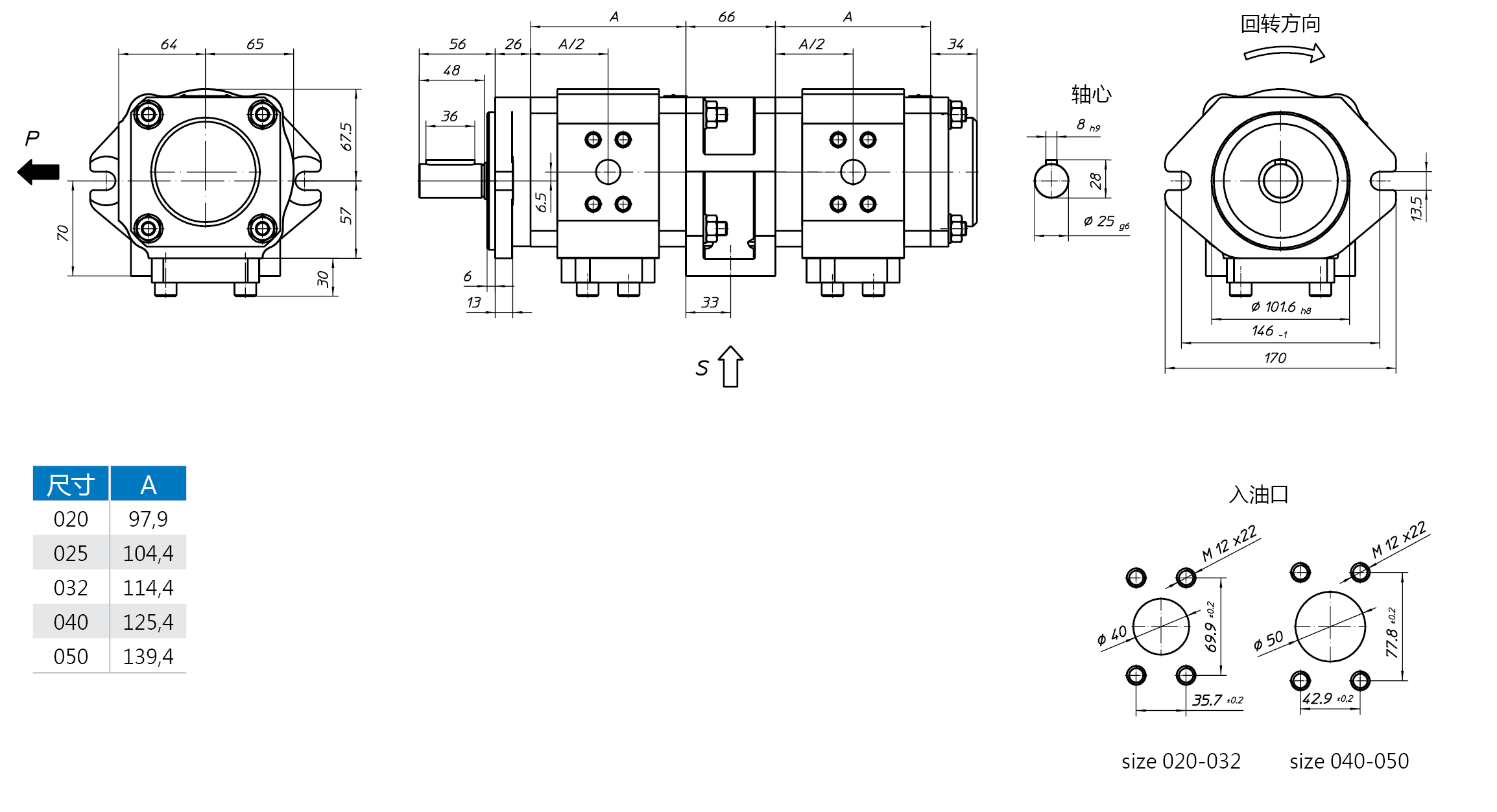 Eckerle內嚙合齒輪泵EIPC3-RK20+EIPC2-RP30尺寸圖