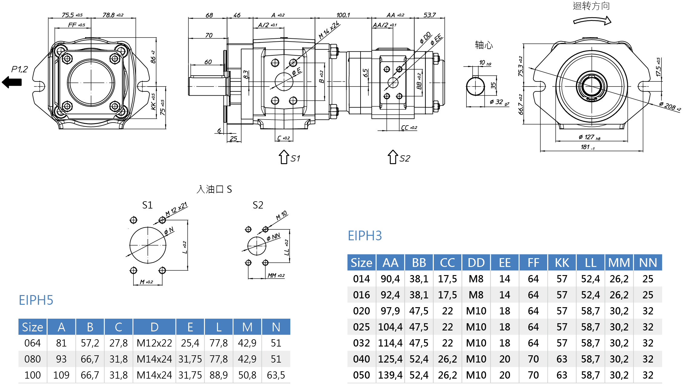 Eckerle內嚙合齒輪泵EIPH5-SK23-1X+EIPG-RP33-1X尺寸圖