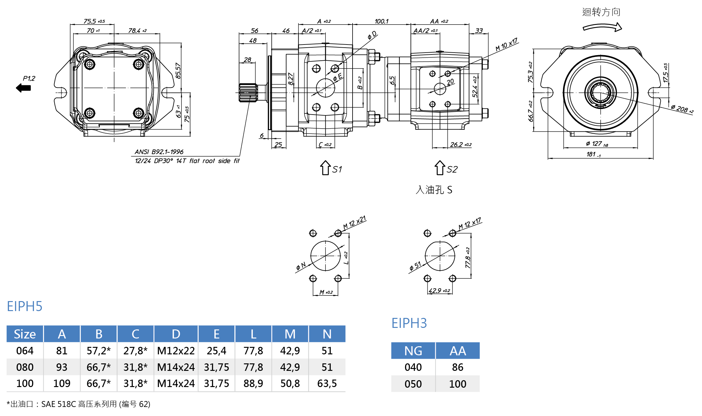 Eckerle內嚙合齒輪泵EIPH3-RK20-1X+EIPH2-RP30-1X尺寸圖