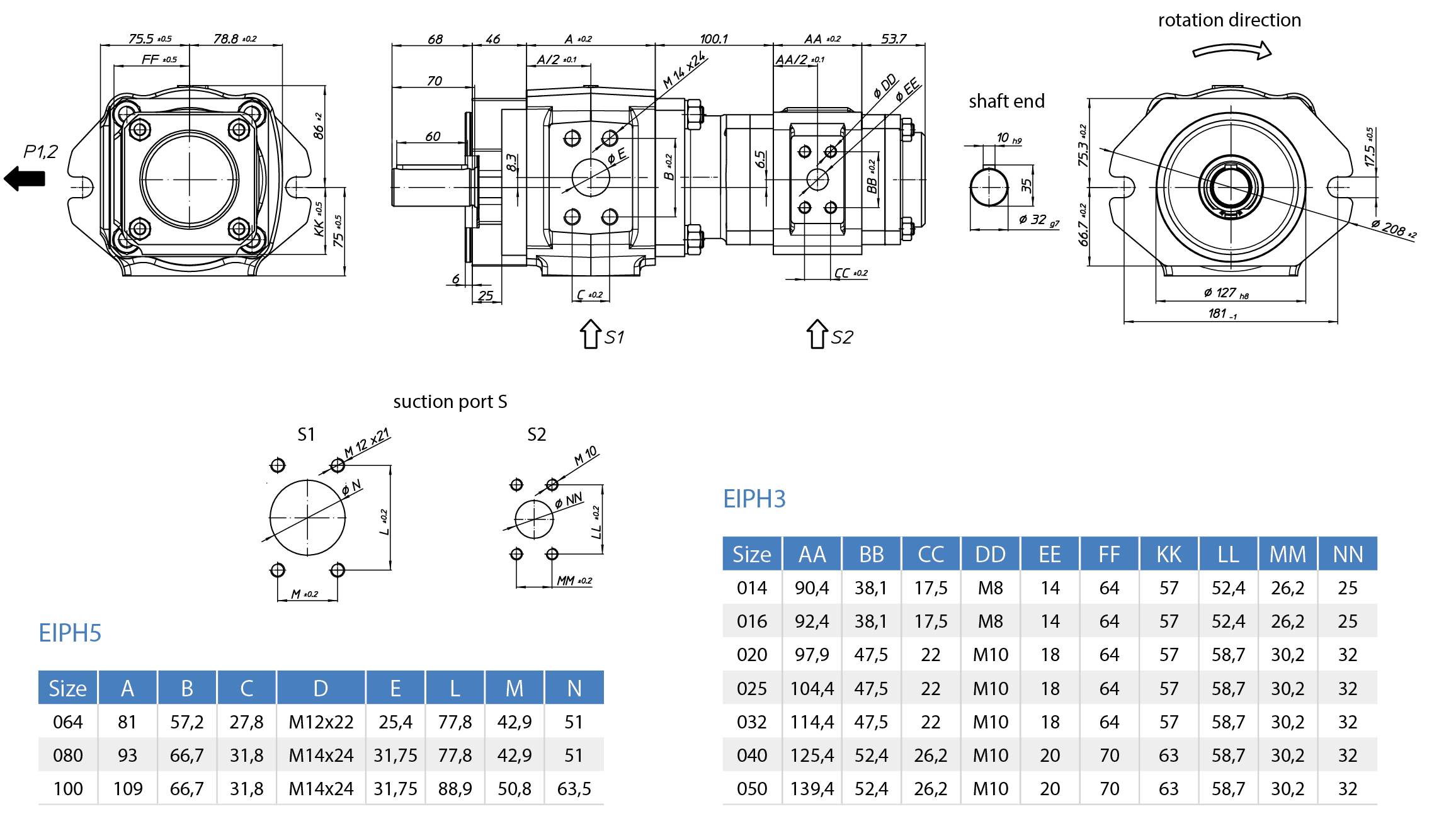 Bomba de engrenagem interna Eckerle EIPH5-SK23-1X+EIPG-RP33-1X - Diagrama de tamanho