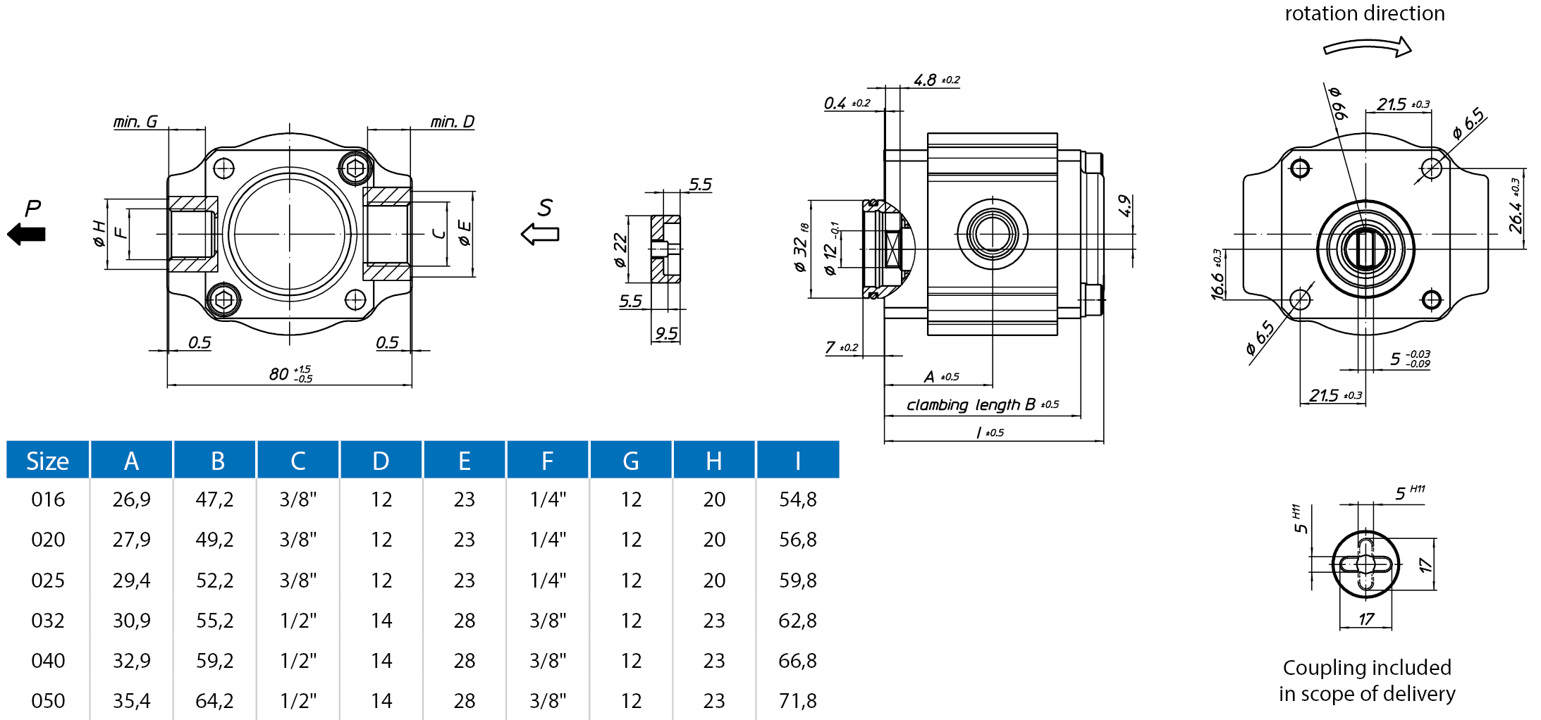 Pompa a ingranaggi interne Eckerle EIPS-RDO1-1X Dimensioni