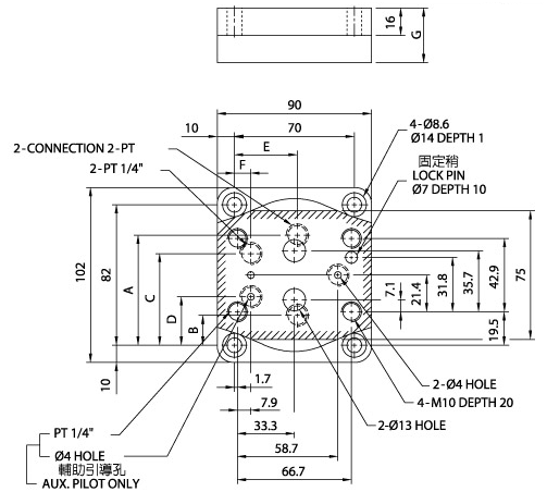 HCタイプ圧力制御弁 HCM-03（従来の弁） 寸法図