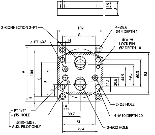 HCタイプ圧力制御弁 HCM-06（従来の弁） 寸法図