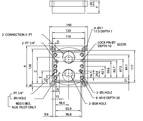 Válvulas de Controle de Pressão Tipo HHC HCM-10 (Válvula Convencional) Diagrama de Dimensões