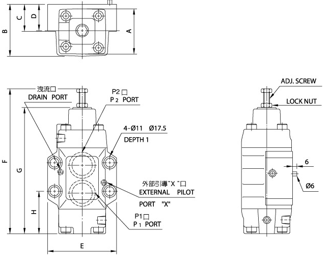 H Type Pressure Control Valves HG03.06(Conventional Valve) 尺寸圖