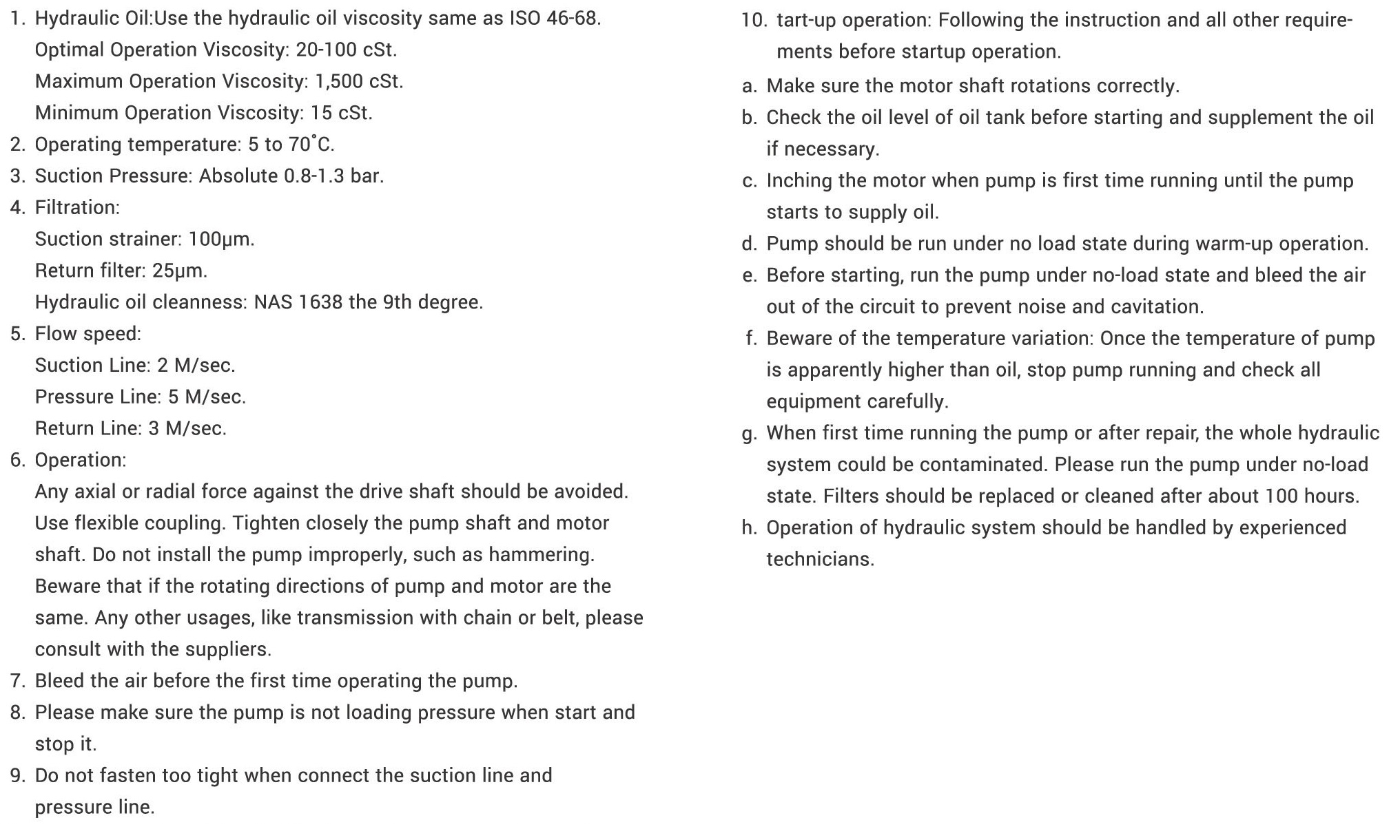 CML High Pressure Internal Gear Pump Instruction