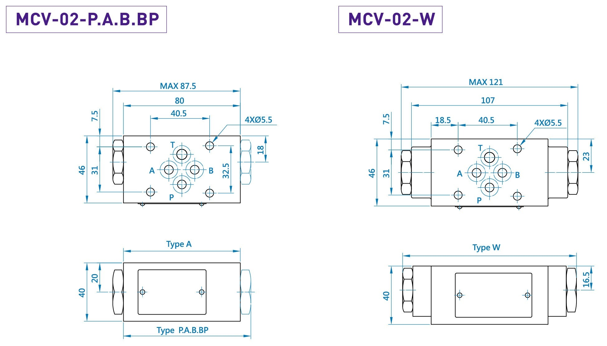 CML วาล์วตรวจสอบทำงานโดยพายุแบบโมดูลาร์ MCV การวัด ขนาด แผนภูมิ