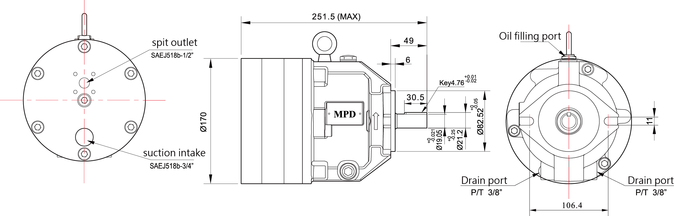 CML Bomba de diafragma triple de alta presión MPD Compacta 3S, 3S2