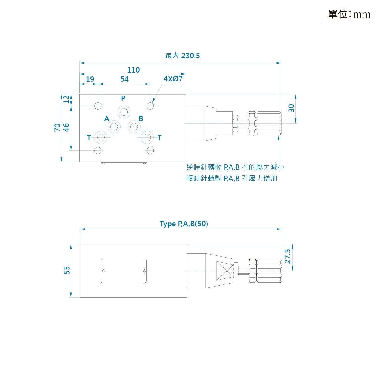 CML叠加型溢流阀MRV (积层型) 尺寸图