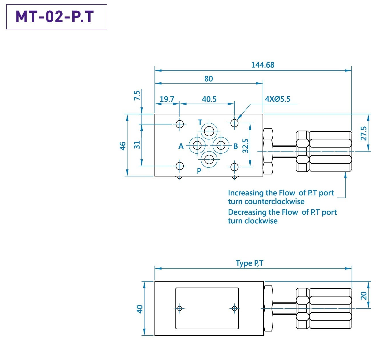 CML Válvula de estrangulamiento modular MT Medición, dimensión, diagrama