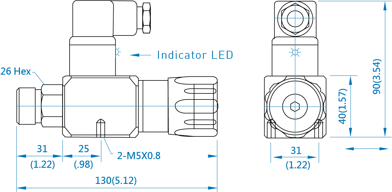 CML Interruptor de presión de lectura directa tipo transistor de detección de 24VDC, medición