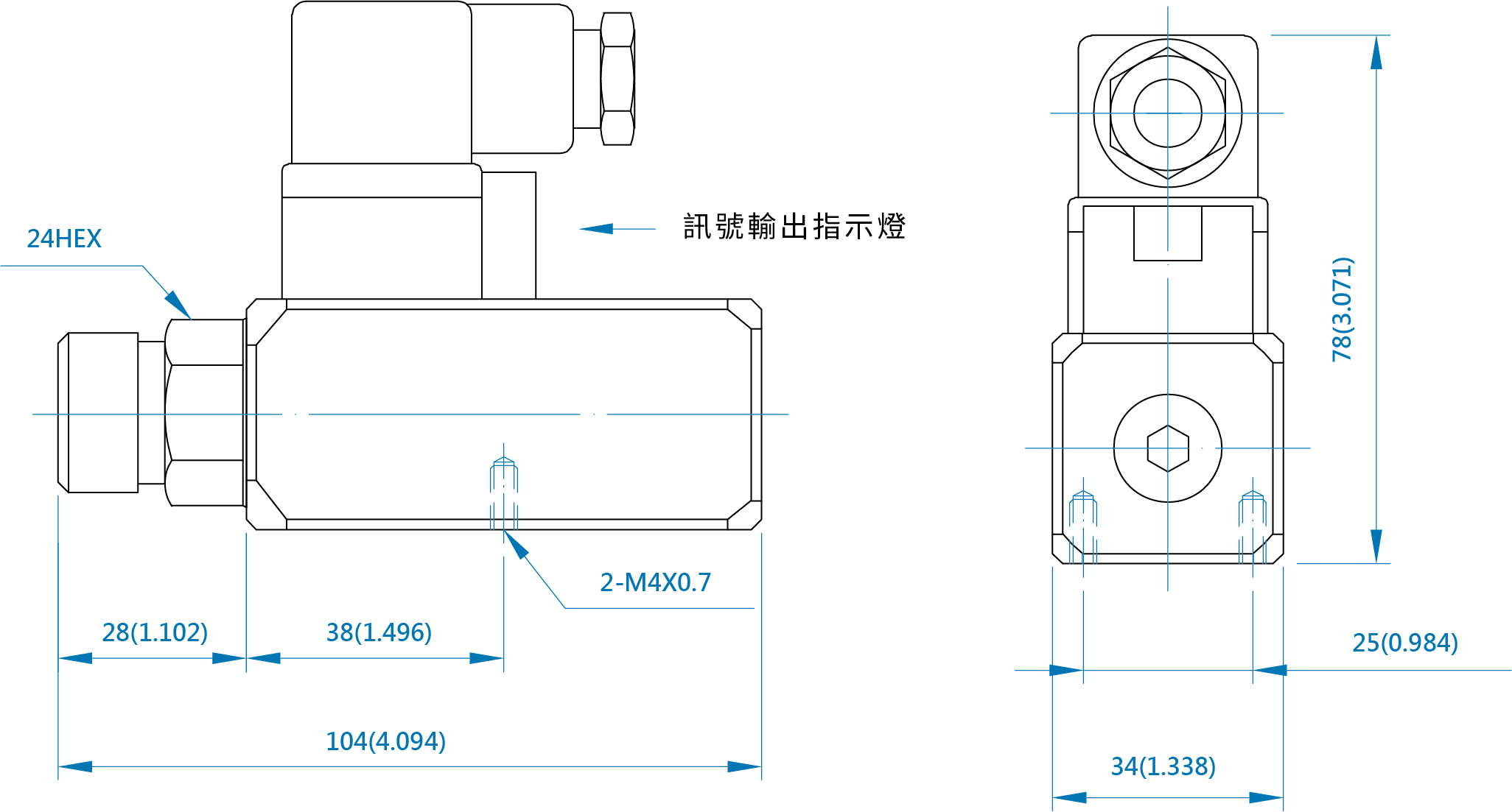 CML 常态型压力压力开关PSB,外型尺寸,产品图面