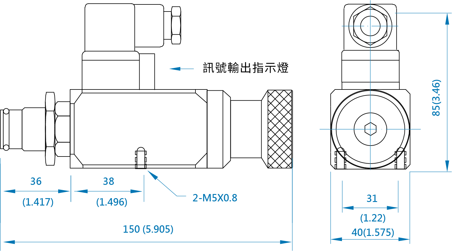  CML 插式型直讀式壓力開關PSC,外型尺寸,產品圖面