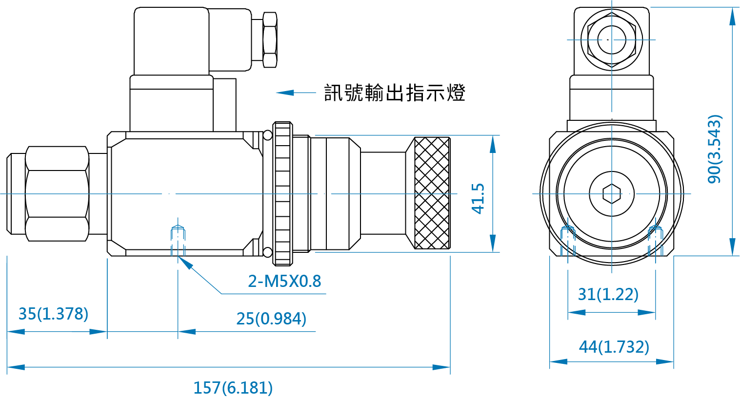  CML 面板固定型壓力直讀式壓力開關PSF,外型尺寸,產品圖面