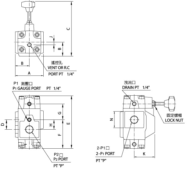 Устройства для снижения давления и обратные клапаны RCT06.10 (обычный клапан) Схема размеров