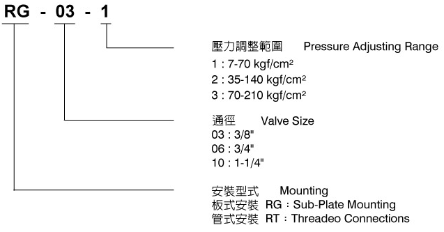CML減壓閥RG-03.06.10(傳統閥) 形式編碼