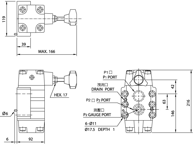 Устройства для снижения давления и обратные клапаны RCG10 (обычный клапан) Схема размеров