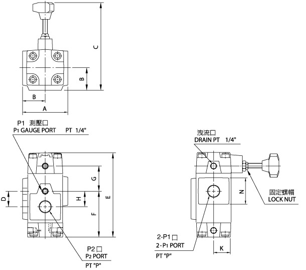 Pressure Reducing Valves RT06.10(Conventional Valve)  尺寸圖