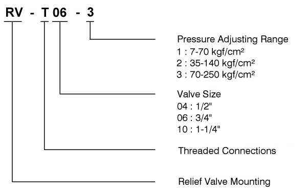 CML Código do modelo da válvula de alívio pilotada RV