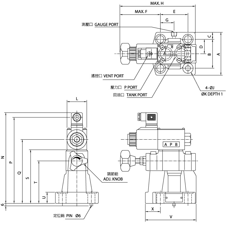 Solenoid Controlled Relief Valves BSG-03.06.10R(Conventional Valve)  尺寸圖