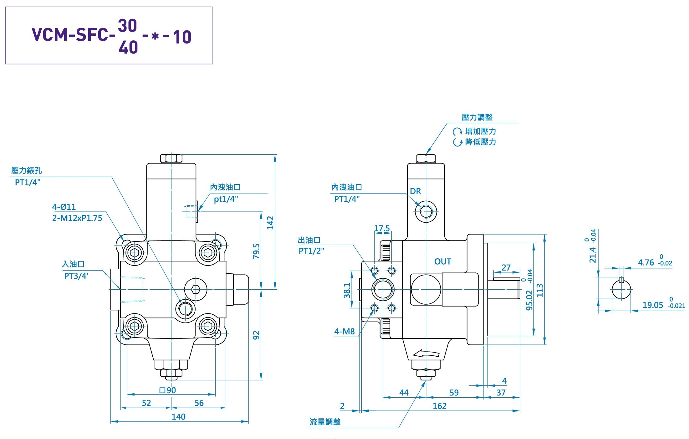 CML 附止回型变量叶片泵SFC尺寸图