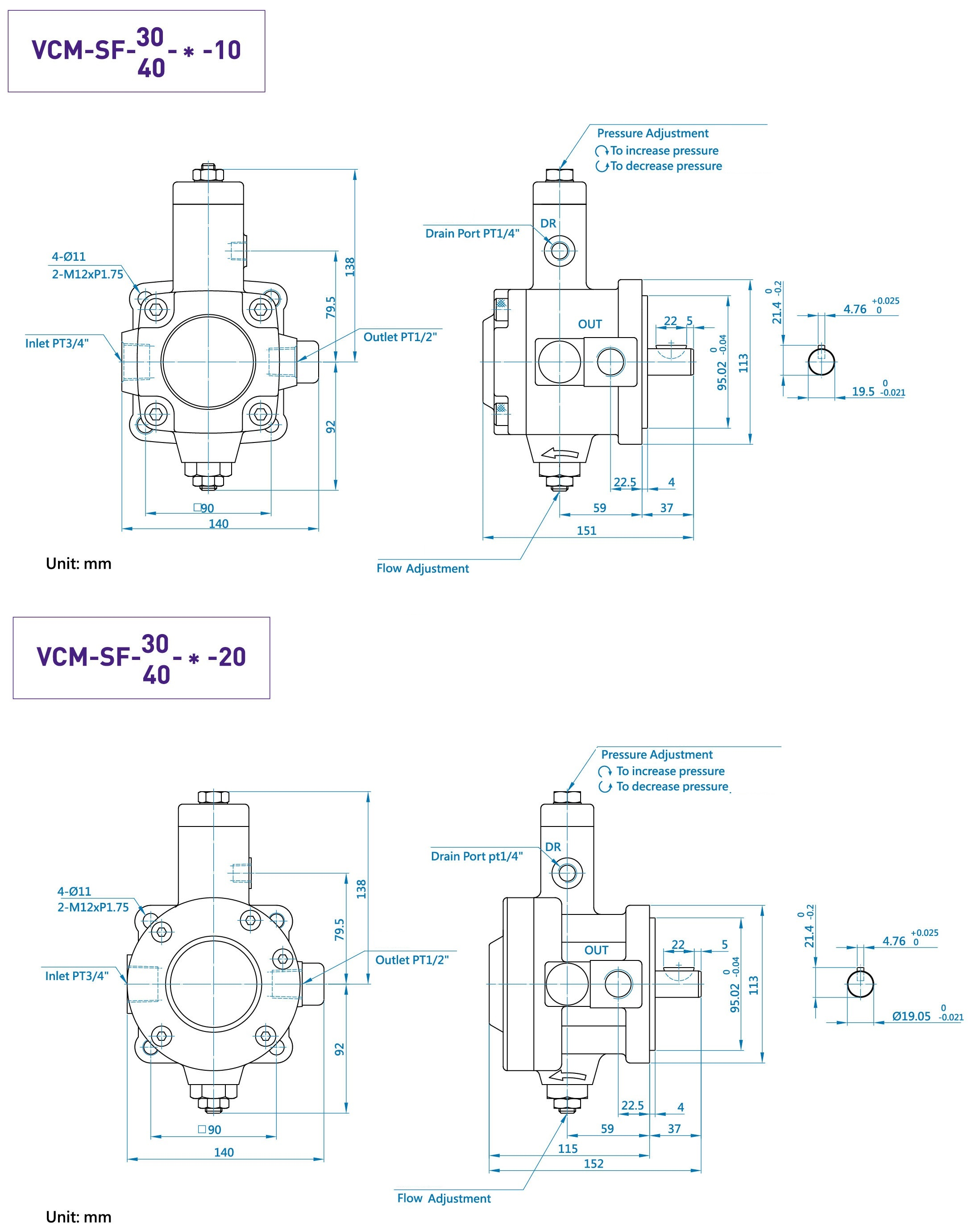 CML Low Pressure Variable Vane Pump SF Measurement SF 30 40