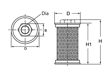 120mesh Suction Filter, Stainless steel type Suction Filter dimension