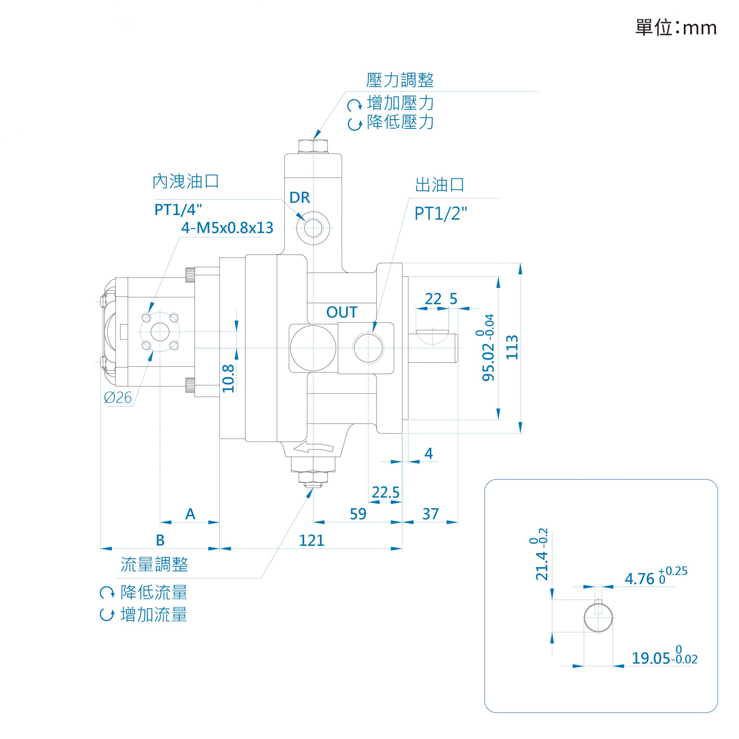 CML变量叶片泵+ 外啮合齿轮泵VCM + EGA尺寸图