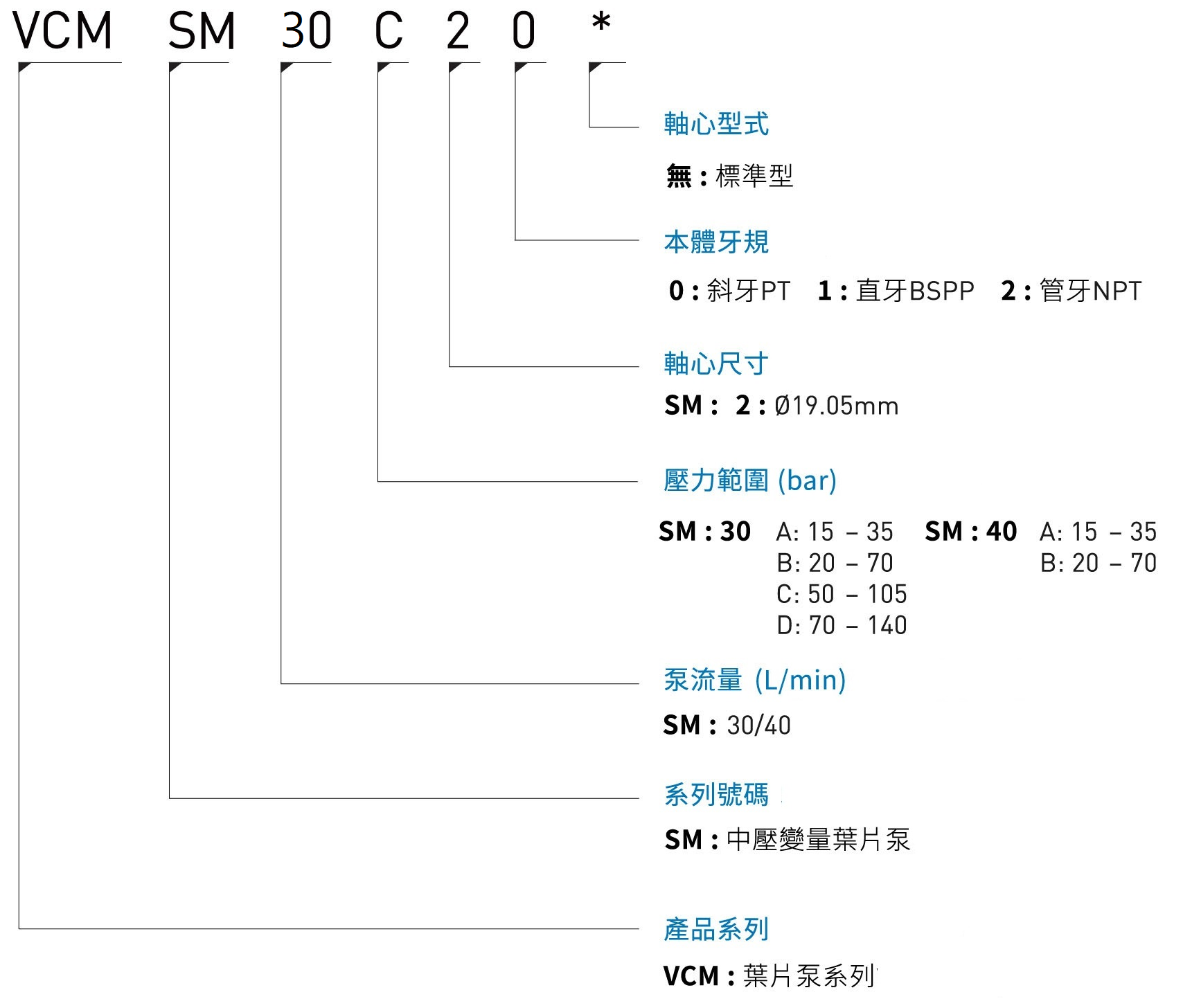 CML中压变量叶片泵SM 形式编码