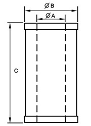 Размеры элементов фильтра для всасывания и возврата серии SRF
